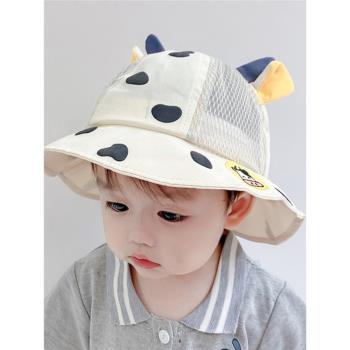 夏季薄款嬰兒防曬帽可愛寶寶戶外遮陽帽男孩女孩太陽帽兒童帽子