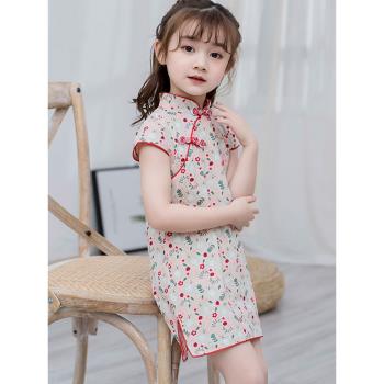 兒童棉麻旗袍夏季中國風連衣裙1-3歲5小女孩復古改良女寶寶旗袍裙