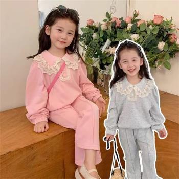女童套裝春秋2023新款韓版洋氣兒童衛衣時髦秋季女寶寶秋裝兩件套
