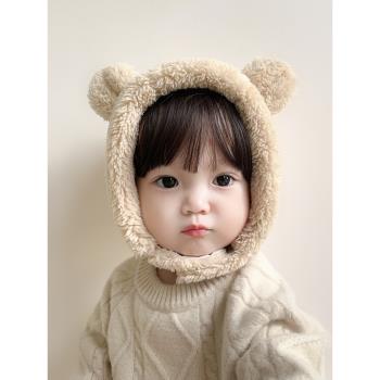 可愛小熊造型一體保暖冬款帽子