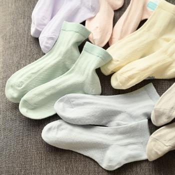 兒童純棉網眼襪子 男童女童純色彈力中筒襪 寶寶襪 中大童 薄款