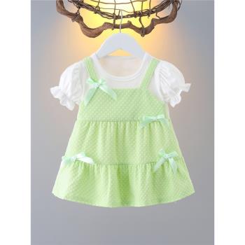 女童夏裝衣裙2023新款夏款嬰兒童裝小童甜美夏季寶寶洋氣短袖裙子