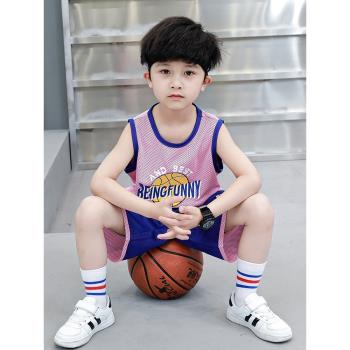 男童背心套裝籃球服2023夏季新款兒童無袖運動球衣小男孩速干衣潮