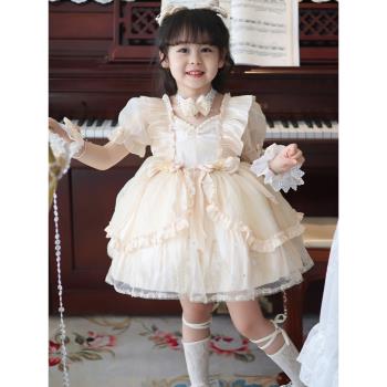洛麗塔女童公主裙夏高端lolita周歲禮服女寶寶法式蓬蓬小吊帶新款