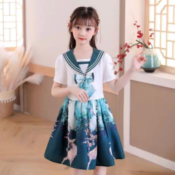女童夏季中國風漢服唐裝連衣裙
