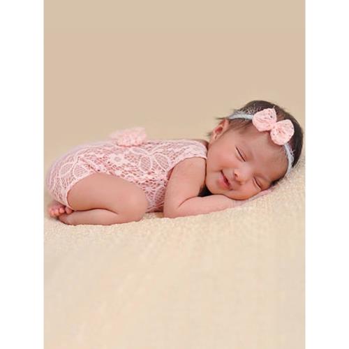 新生兒攝影服裝寶寶拍照衣服頭飾蕾絲鏤空哈衣影樓道具月子滿月照