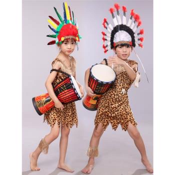 非洲鼓兒童印第安土著人演出服
