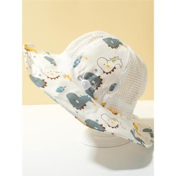 寶寶遮陽帽夏季薄款漁夫帽嬰兒男童女孩兒童防曬太陽帽可愛大帽檐