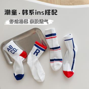 ins韓國夏季條紋字母兒童襪子