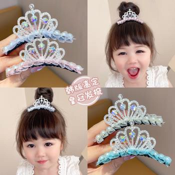 皇冠頭飾兒童公主插梳發飾寶寶皇冠發梳女童生日王冠發夾女孩發卡