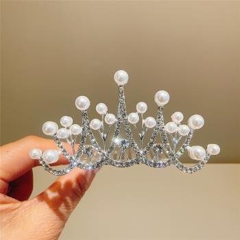皇冠頭飾兒童公主表演禮服發飾寶寶皇冠插梳女童生日王冠發夾發卡