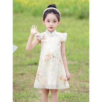 女童旗袍新款夏裝薄款中國風連衣裙夏復古國風改良兒童漢服旗袍裙