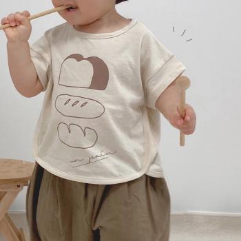2022韓版童裝嬰兒衣服夏季寶寶打底衫嬰兒上衣短袖t恤卡通薄套裝