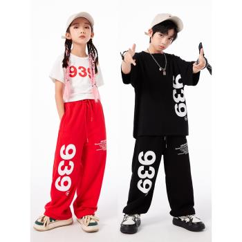 街舞兒童潮服嘻哈酷帥夏短袖hiphop炸街表演服裝女原創男寬松套裝