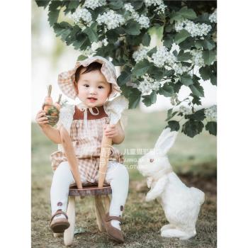 兔子主題服裝田園風百天兒童攝影