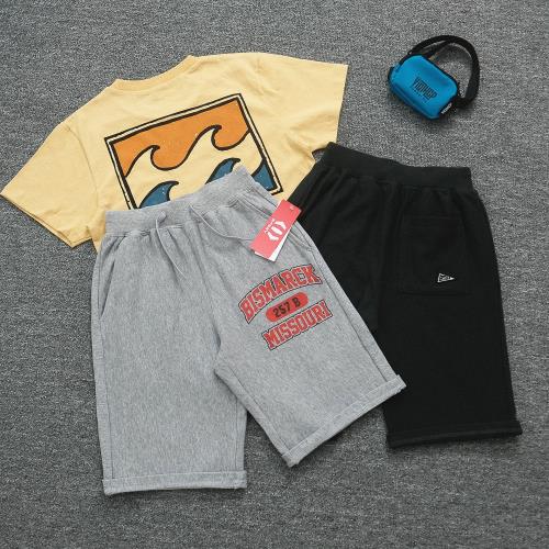 外貿日單   童裝 夏季新款休閑短褲中褲 松緊腰全棉毛圈五分褲