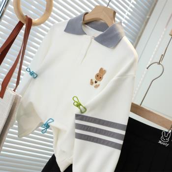 兒童洋氣百搭POLOL領上衣春季新款韓版女童時尚學院風長袖襯衫T恤