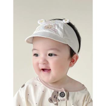 嬰兒囟門帽子夏季純棉薄款小月齡寶寶護頭鹵腦門新生兒空頂遮陽帽