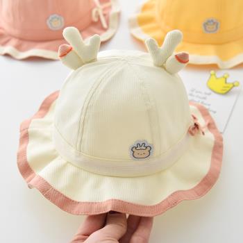 嬰兒帽子春秋款薄款女寶寶漁夫帽夏季出游遮陽女童太陽帽防紫外線