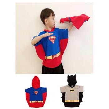 超人兒童連帽短袖t恤2-8歲蝙蝠俠短袖演出服男女寶寶上衣打底衫夏