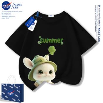 NASA女童短袖t恤純棉夏季2023新款洋氣女孩衣服卡通半袖兒童夏裝