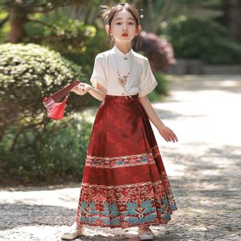 馬面裙女童漢服改良夏季唐裝古風女孩中國風古裝明制兒童國風套裝