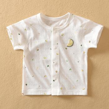 夏季哈咪奇嬰兒薄款上衣男女寶寶鏤空單衣新生兒衣服兒童短袖t恤
