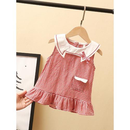 女童夏裝連衣裙新款兒童格子裙小女孩衣服洋氣女寶寶夏季公主裙子