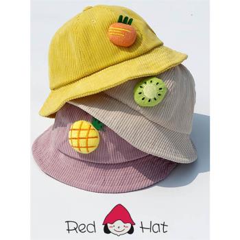 春秋男童可愛3歲燈芯絨卡通帽子