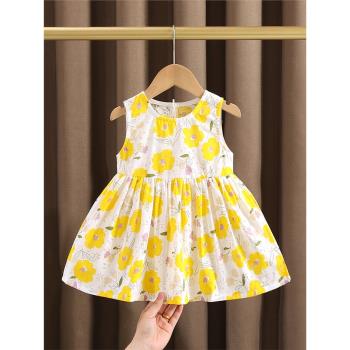 女童夏季連衣裙2023夏裝新款女寶寶兒童韓版洋氣薄款純棉背心裙