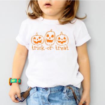 Trick or Treat Halloween Kids T Shirts Cotton Witch Tops Tee