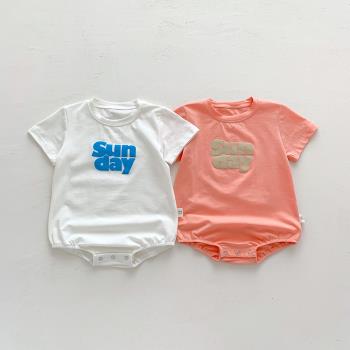 嬰幼兒三角爬服夏季薄款短袖哈衣新生兒連體衣男女寶寶包屁衣韓版