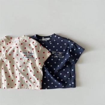 嬰兒短袖T恤夏季韓版男女寶寶圓領半袖上衣薄款0-2歲兒童簡約體恤
