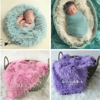 嬰兒童攝影服裝影樓拍照背景毯子寶寶拍照相道具長毛毯造型軟墊子