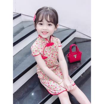 女童旗袍兒童旗袍夏季小女孩碎花裙中國風改良連衣裙女寶寶漢服裙