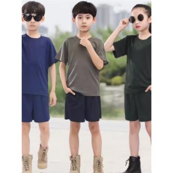 兒童速干體能服長短袖T恤套裝夏季男女夏令營軍訓中小學生迷彩服