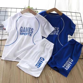 兒童短袖套裝夏季男女童兩件套運動服透氣速干衣中大童籃球服-YQ
