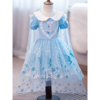 韓版小女孩兒童六歲女童連衣裙夏季薄款純棉短袖洋氣愛莎公主裙子