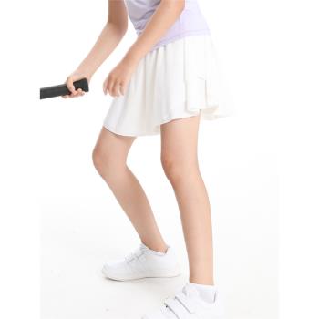 女童網球裙 不規則設計短裙內置安全褲口袋 速干透氣2024夏季新款