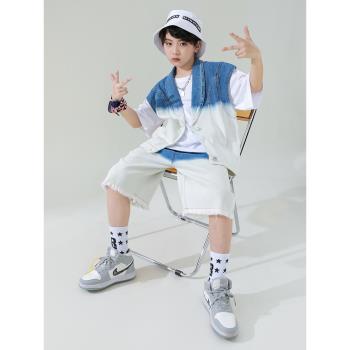 兒童街舞潮服表演服帥氣嘻哈男童牛仔套裝少兒hiphop架子鼓演出服