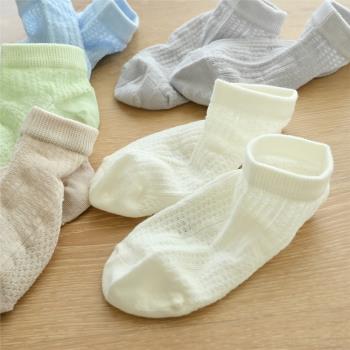手工對目 三雙/五雙裝 兒童網眼運動襪 男女童抗菌透氣棉襪 夏款