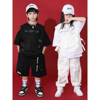兒童街舞潮服男童套裝帥氣馬甲hiphop炸街童裝潮牌女童嘻哈演出服