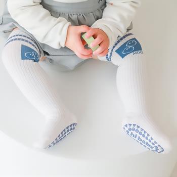 新生嬰兒護腿春秋精梳棉點膠襪子