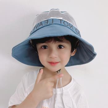 夏季薄款紫外線遮臉透氣兒童帽子