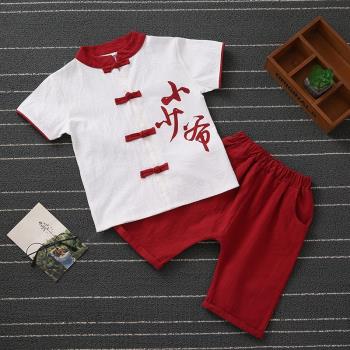 男童漢服夏裝套裝寶寶唐裝復古中國風兒童古裝夏天薄款棉麻潮童裝