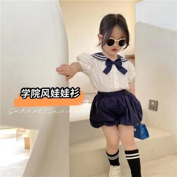 可愛韓國夏季娃娃衫面包短褲童裝
