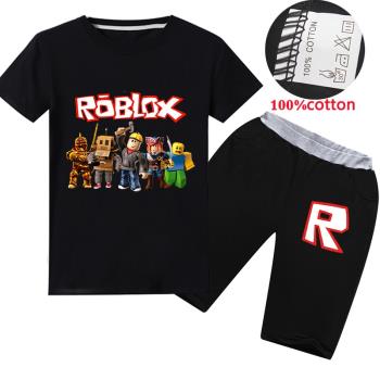 Roblox純棉夏裝卡通圖案短袖T恤