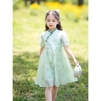 女童國風連衣裙夏季薄款小女孩公主裙中國風兒童洋氣夏裝旗袍