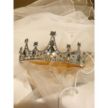 皇冠頭飾兒童水晶發箍高端花童發飾女童生日頭箍公主演出王冠發卡