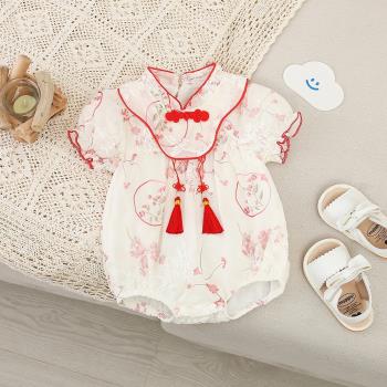 新生嬰兒衣服夏季薄款中式旗袍短袖包屁三角衣男寶寶女短袖夏裝潮